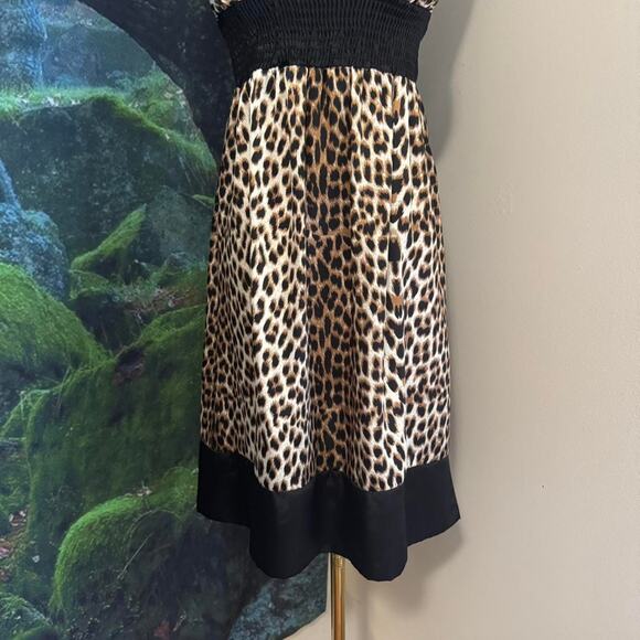 y2k leopard print halter dress twenty one medium retro party dress - Picture 3 of 6